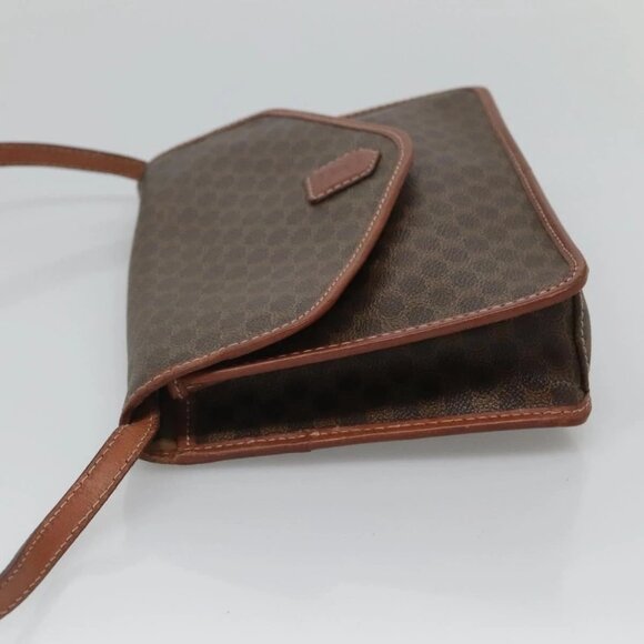 CELINE Macadam Canvas Shoulder Bag PVC Leather Brown Gold - Picture 5 of 15